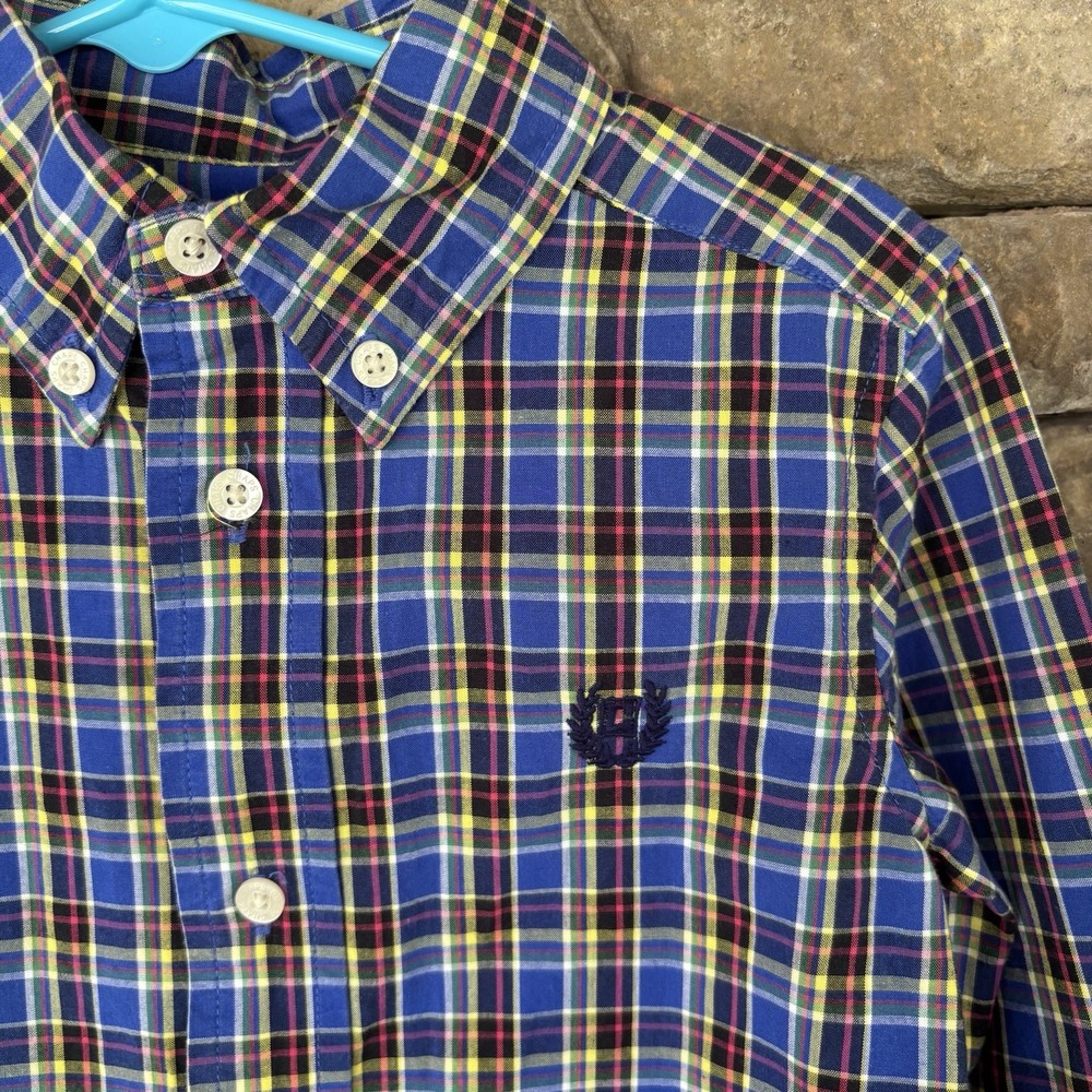 Chaps Boys Red Blue Yellow Long Sleeve Plaid Shirt Size 2t
